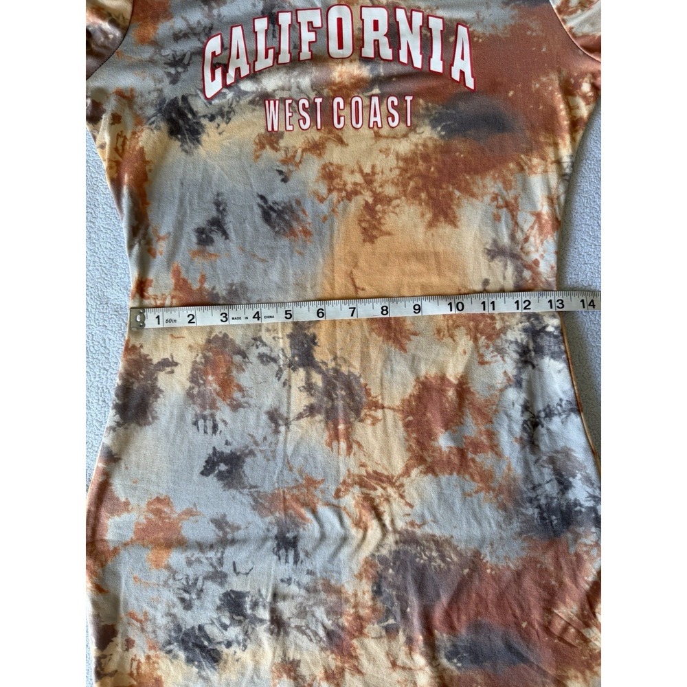 SHEIN California West Coast Tie Dye Bodycon Mini Dress Orange Gray Size M - Picture 6 of 8